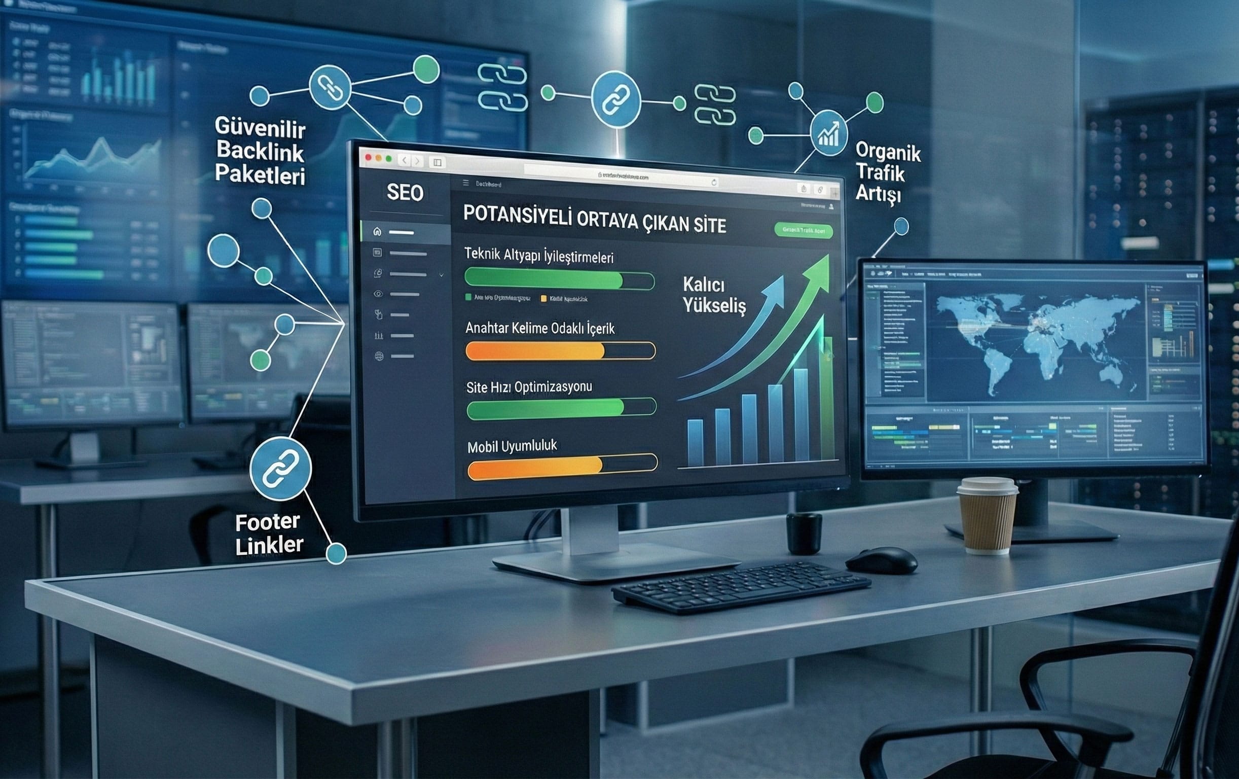 Web sitesi hız optimizasyonu, teknik SEO analizi ve site sağlığı taraması.